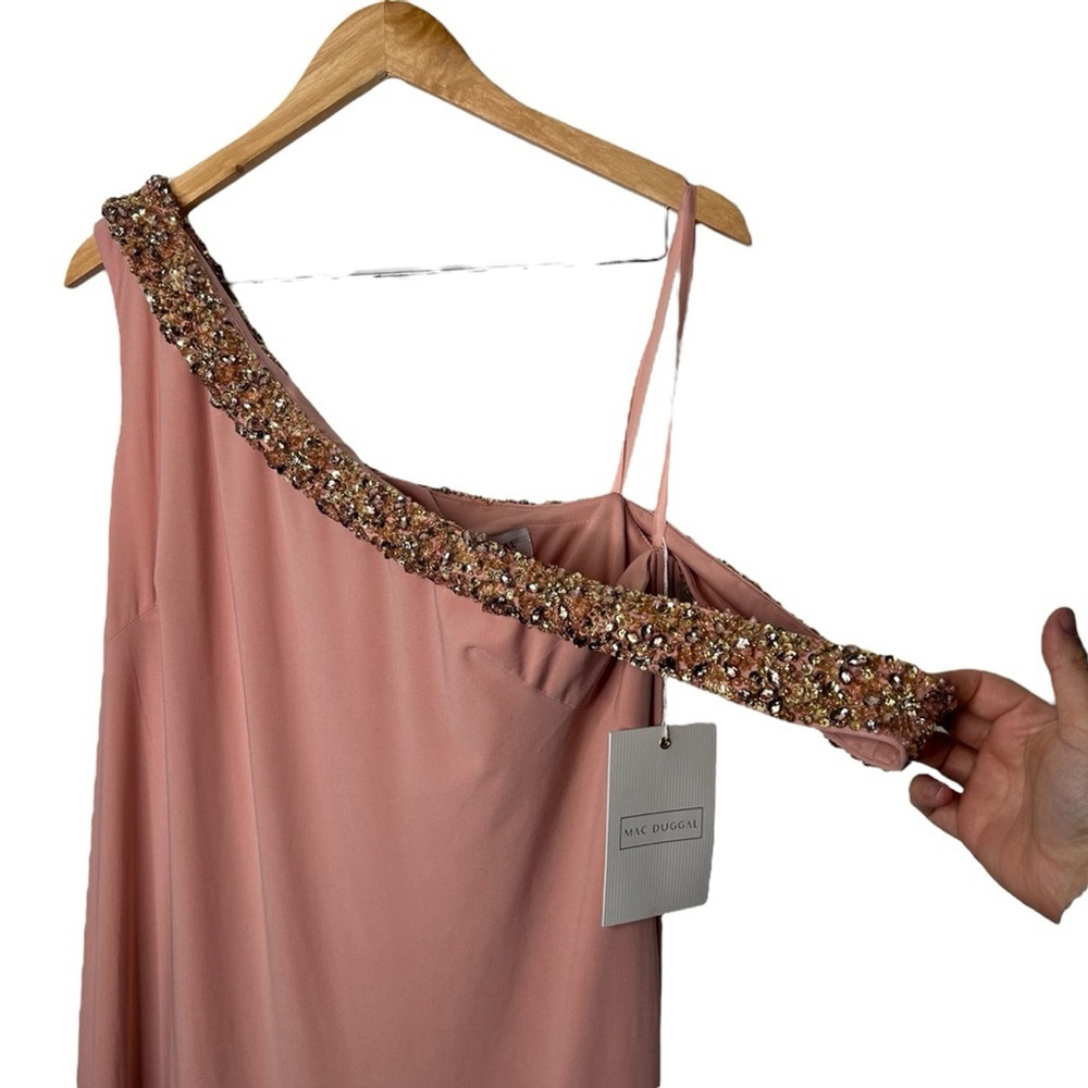 MAC DUGGAL 68163 Embellished Drop Shoulder Jersey Long Gown Dress Rose Pink 14 - Picture 7 of 14